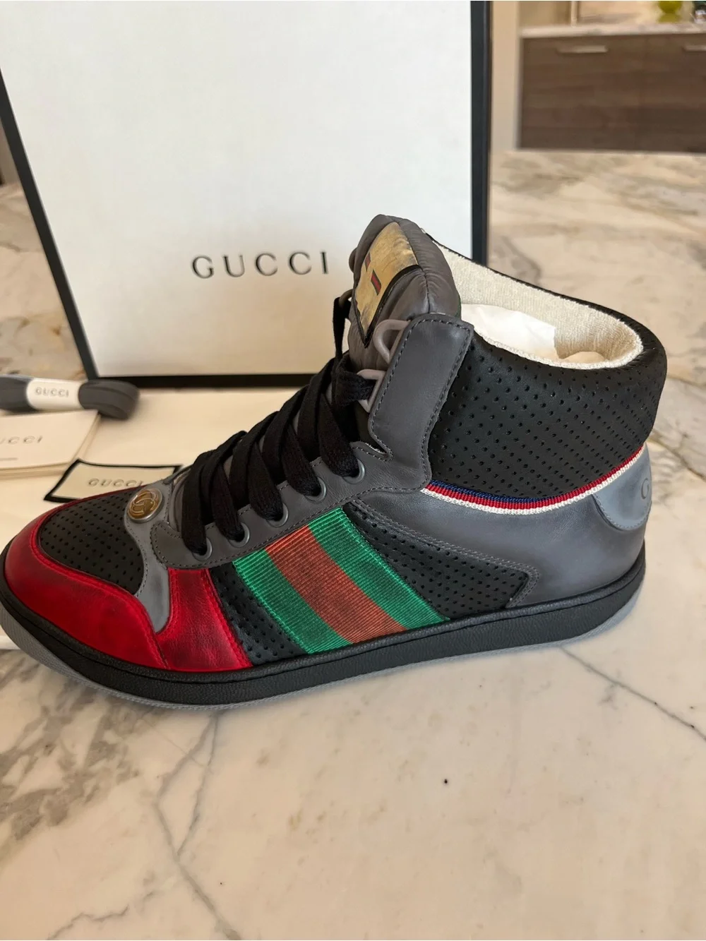 Gucci Screener High Top Men’s Sneaker.